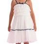Vestido Tule Babadinhos Branco Alça Marinho Petit Cherie