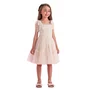 Vestido Tule Bordado Bege Alça Laço Petit Cherie