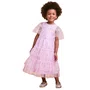 Vestido Tule Corações Rosa Claro Brilho Anime