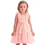 Vestido Tule Glitter Laranja Laço Petit Cherie