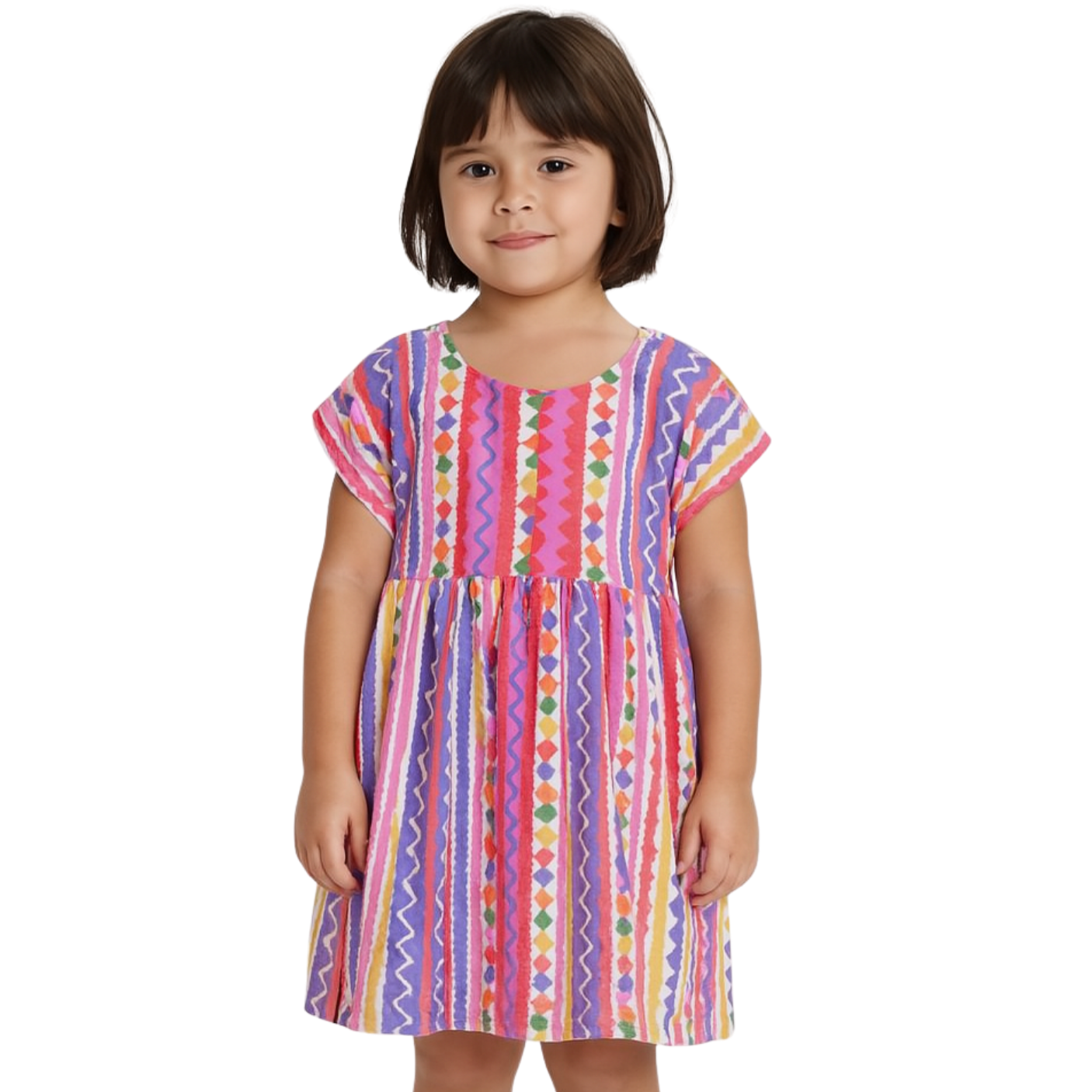 Vestido Malha Listras Balita Colorido Fabula